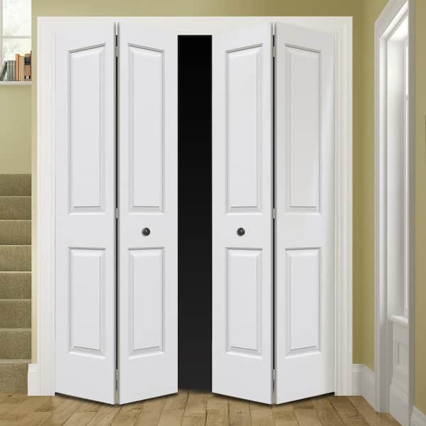 72 in. x 80 in. Carrara 2 Panel Hollow Core Primed Molded Composite Closet Bi-Fold Double Door