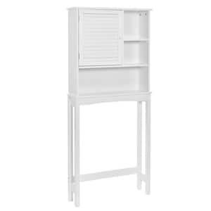 27.60 in. W × 63.80 in. H × 7.70 in. D White Over-The-Toilet Bathroom Cabinet, Adjustable Shelf Collect Cabinet