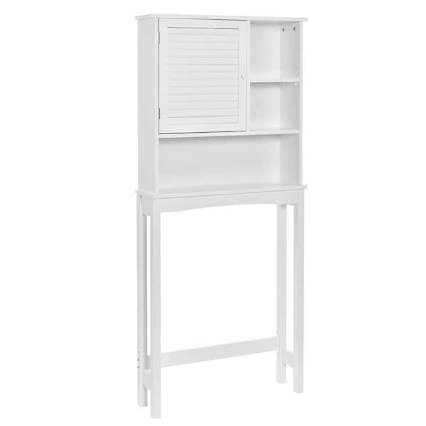 Polibi 27.60 in. W × 63.80 in. H × 7.70 in. D White Over-The-Toilet Bathroom Cabinet, Adjustable Shelf Collect Cabinet
