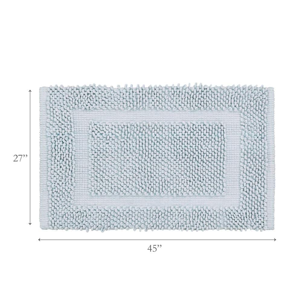Pale Blue Cotton Chenille Non-Slip Bath Mat 27" x 45"