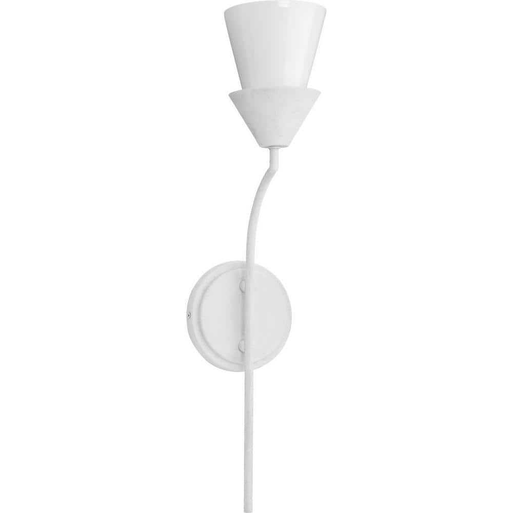 Pinellas White Plaster Dimmable Wall Bracket with Opal Glass Shade