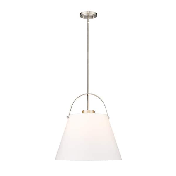 Unbranded Z-Studio Linen Pendant 18 in. 1-Light Brushed Nickel Pendant Light with Ivory Fabric Shade with No Bulbs included
