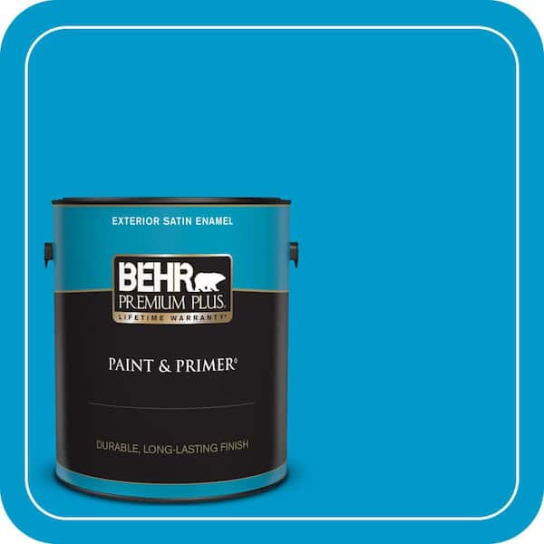 BEHR PREMIUM PLUS 1 gal. #550B-6 Isle of Capri Satin Enamel Exterior Paint & Primer