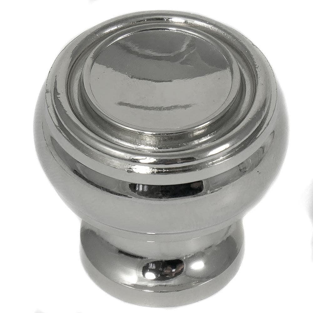 Polished Nickel Round Cabinet Knob with Mounting Hardware