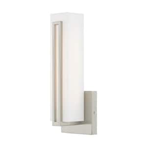 Allen 12 in. 1-Light Brushed Nickel LED ADA Vanity Light with Satin White Acrylic Shade