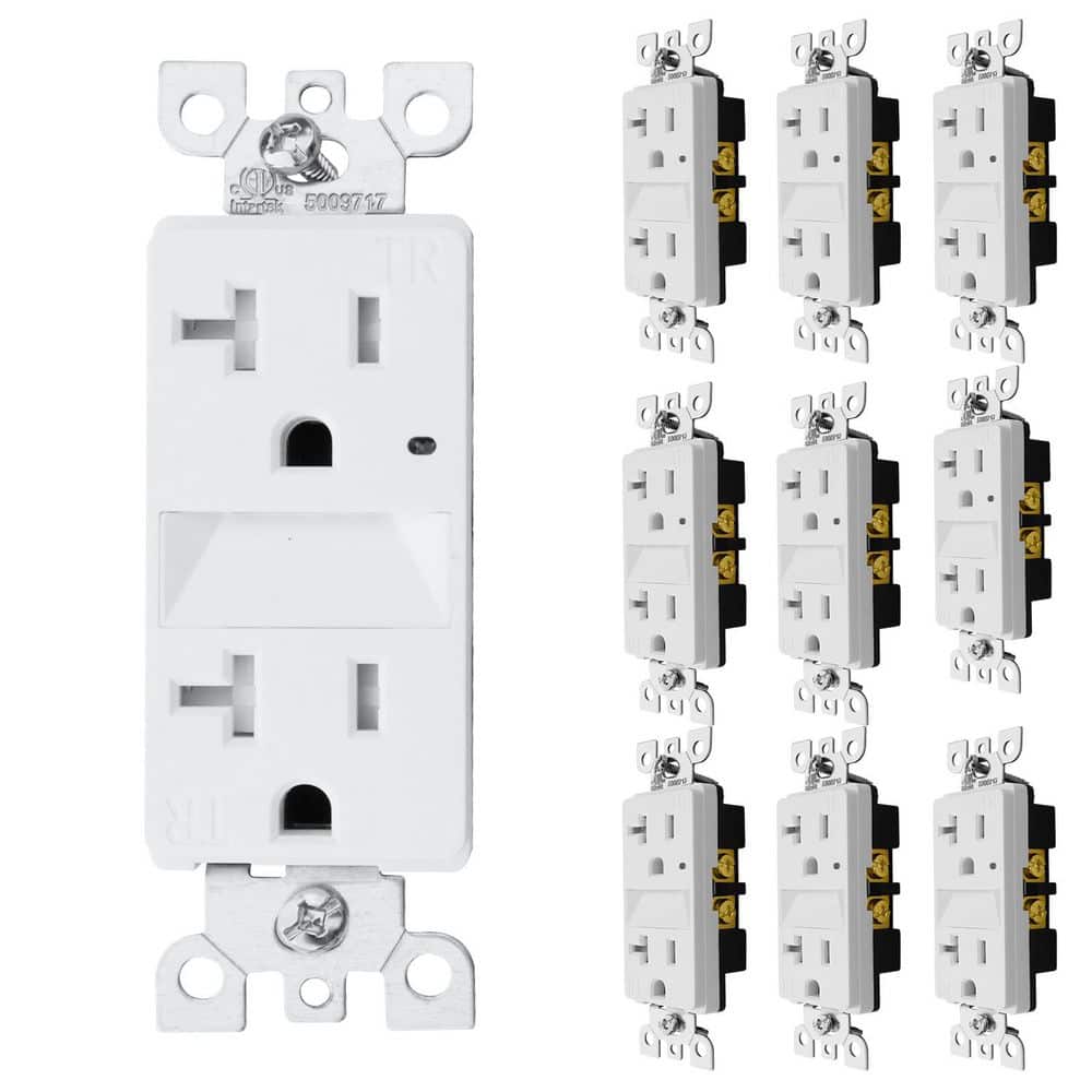 10-Pack Decorator White 20A 125V Tamper-Resistant Duplex Outlet With Automatic Sensor Night Light price history on PriceWatchPro