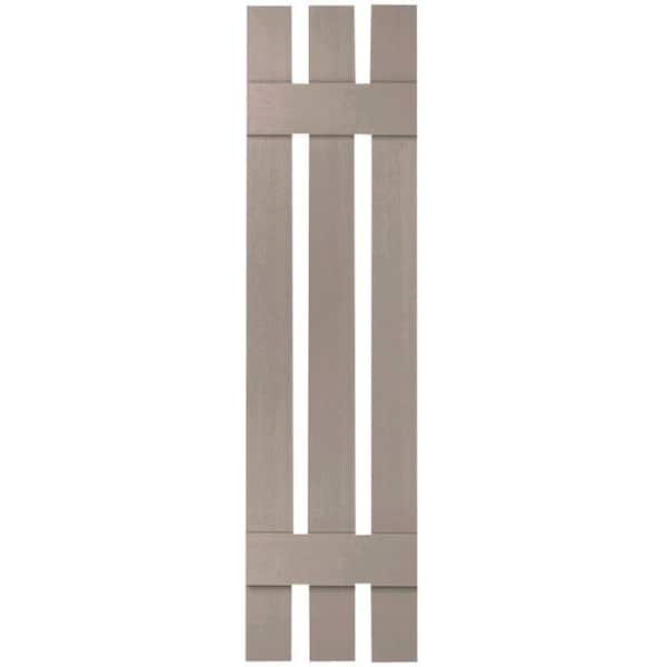 Ekena Millwork 12 in. x 44 in. Lifetime Vinyl TailorMade Three Board Spaced Board and Batten Shutters Pair Clay