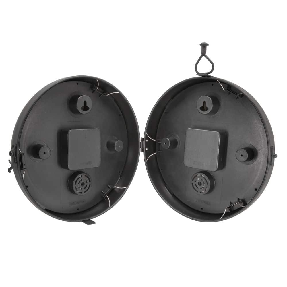 AcuRite 9-Inch Black Iron Double-Sided Hanging Clock with Thermometer