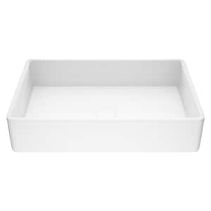 Magnolia Modern White Matte Stone 21 in. L x 14 in. W x 5 in. H Rectangular Vessel Bathroom Sink