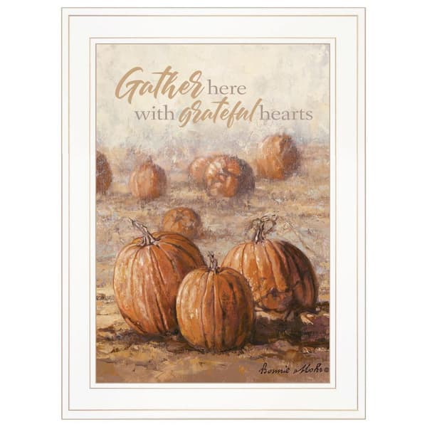 HomeRoots Charlie Gather Here with Grateful Hearts 1-Piece Framed Wall Art 19 in. x 15 in.