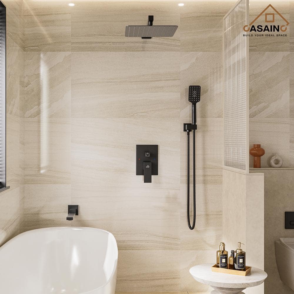 Matte Black Dual Function Square Rain Shower System