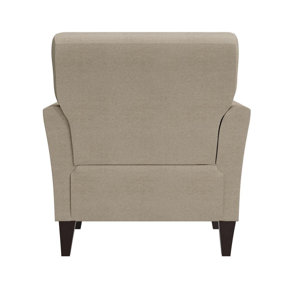 Beige Barrel Accent Chair with Dark Wood Legs