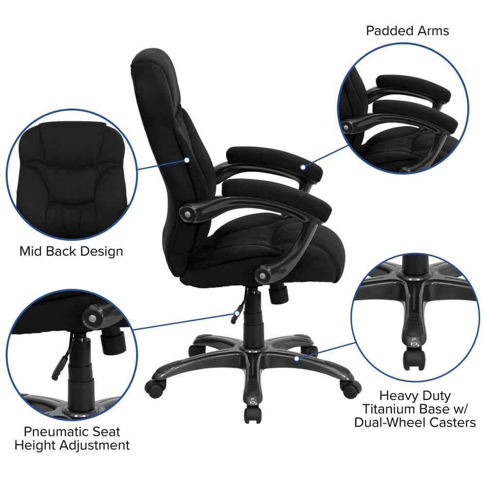 Jessie Fabric High Back Ergonomic Executive Chair in Black Microfiber with Arms