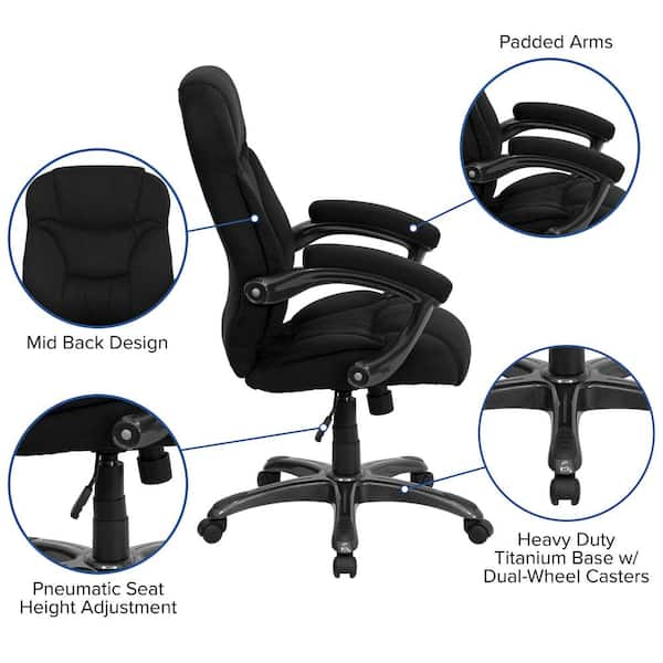Jessie Fabric High Back Ergonomic Executive Chair in Black Microfiber with Arms
