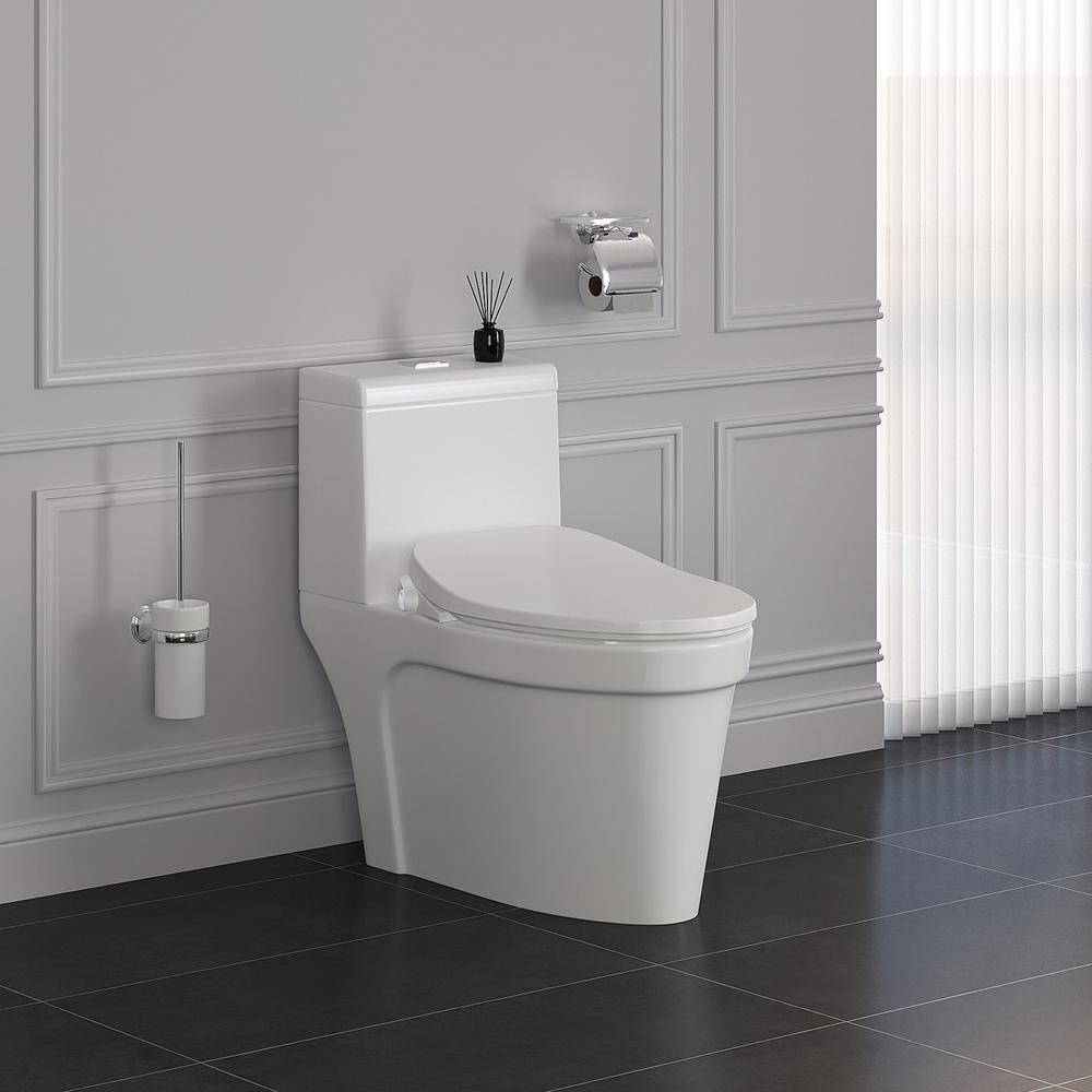 White Elongated Heated Bidet Toilet Seat with Night Light