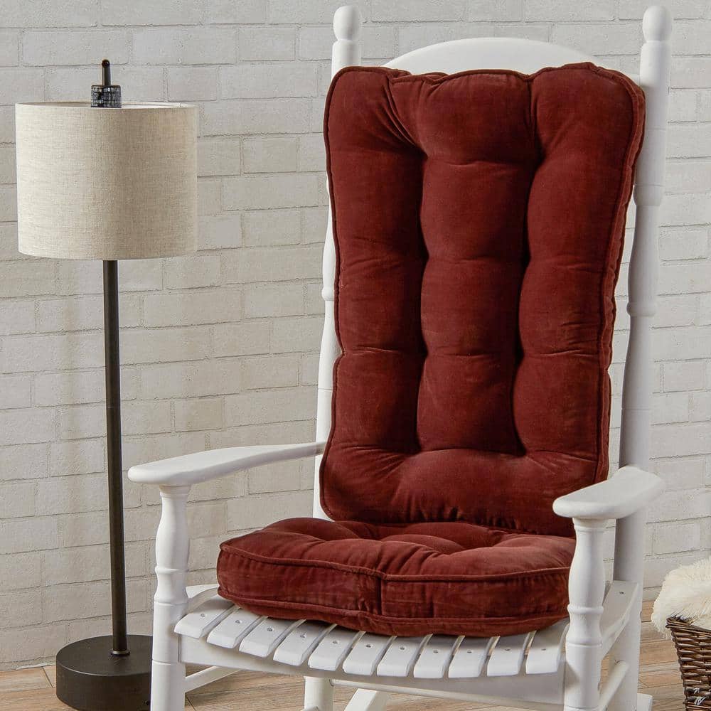 Burgundy Jumbo 2-Piece Nylon Microfiber Rocking Chair Cushion Set