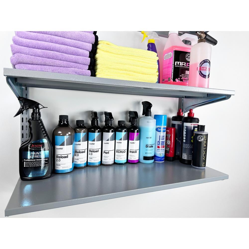 Sleek 31'' Gray Steel Wall-Mounted Shelf for Garage Organization