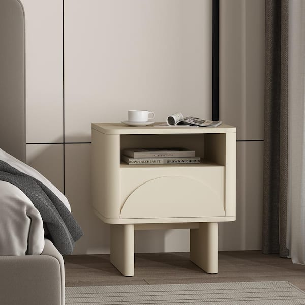 Ella Modern Cream 1-Drawer 19.7 in. W Nightstand