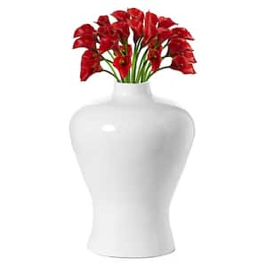 17.75 in. White Modern Large Tabletop CenterPiece Flower Vase