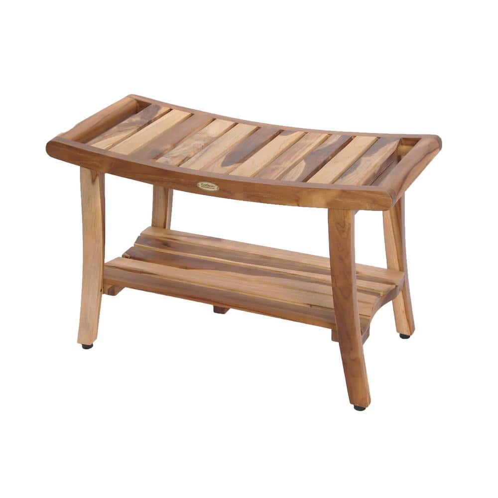 EcoDecors EarthyTeak Harmony 30 in. Teak Shower Bench with Shelf And ...