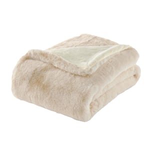 Piper Cream Faux Rabbit Fur Throw Blanket
