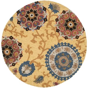Blossom Gold/Multi 8 ft. x 8 ft. Bohemian Floral Round Area Rug