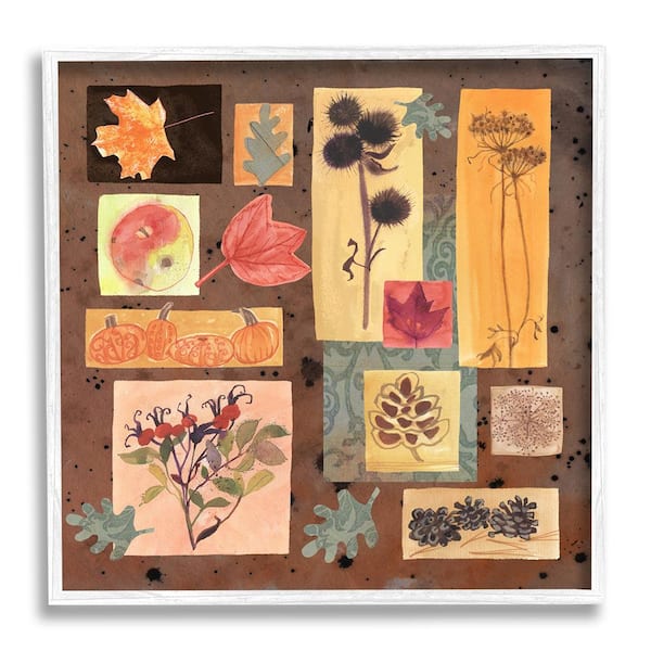 Stupell Industries Autumn Botanicals Pattern by Maret Hensick 1-Piece Framed Graphic Print Nature Poster Art Print 12 in. x 12 in.