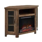 48 in. Rustic Oak Classic Traditional Wood Corner Fireplace Media TV Stand Console
