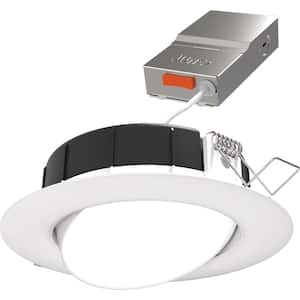 Contractor Select WF4 ADJ SWW5 4 in. Selectable CCT Ultra Slim Canless Integrated LED White Recessed Light Trim