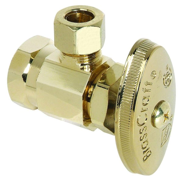 BrassCraft 1/2 in. FIP Inlet x 3/8 in. Comp Outlet Multi-Turn Angle Valve in Polished Brass