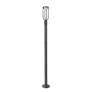 Leland 91.75 in. 1-Light Sand Black Aluminum Hardwired Outdoor Weather Resistant Post Mounted Light with Integrated LED
