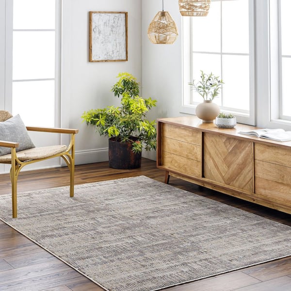 Aida Beige Modern Striped  8 ft. x 13 ft. Area Rug