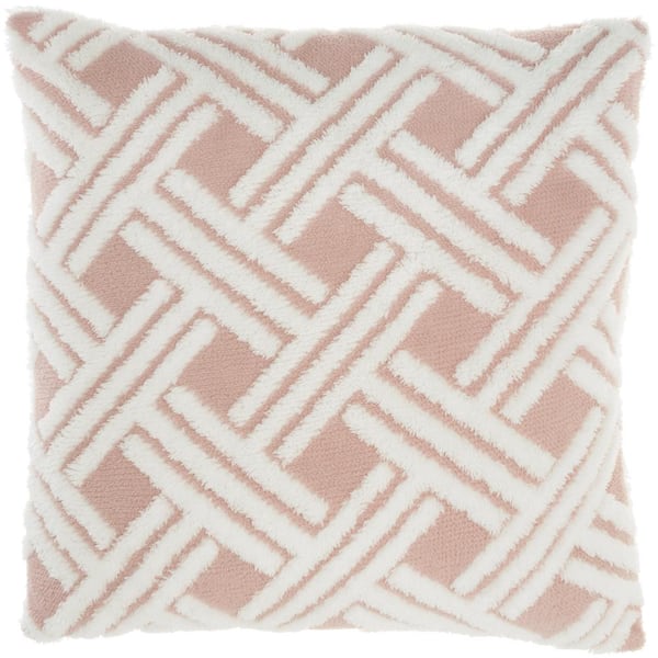 Mina Victory Faux Fur Blush 20 in. x 20 in. Throw Pillow