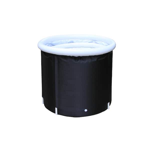 A&E 66 Gal. Cold Plunge 1-Person 0-Jet Round Inflatable PVC Insulated Tub, Cover and Inflator
