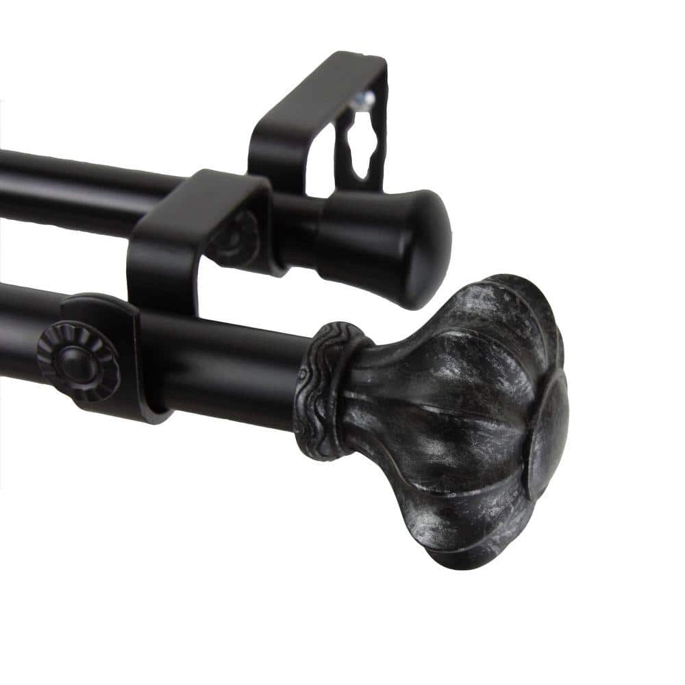 66 in. - 120 in. Telescoping Double Curtain Rod in Black with Flair Finial price history on PriceWatchPro