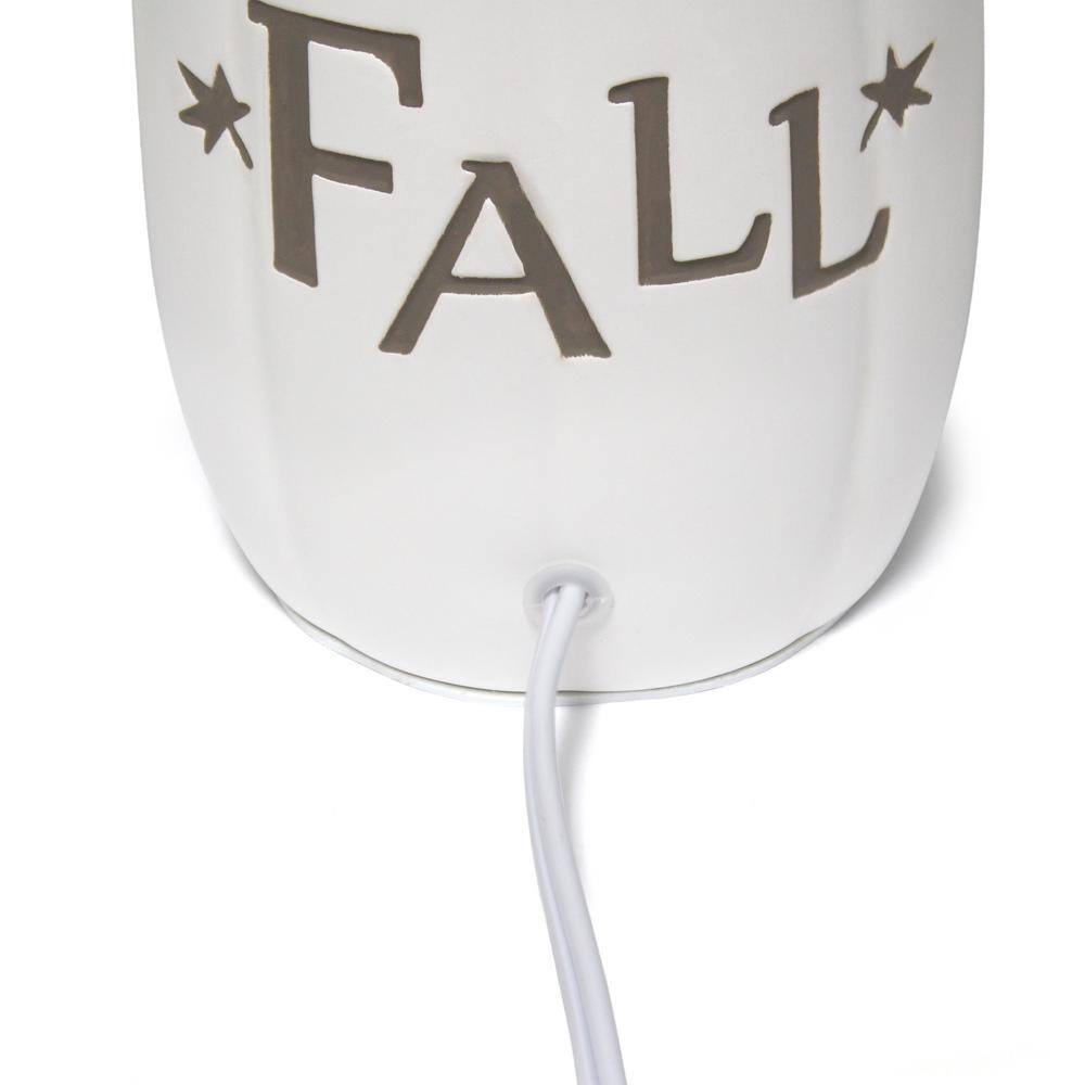 White Ceramic Pumpkin-Shaped Table Lamp with Fabric Shade