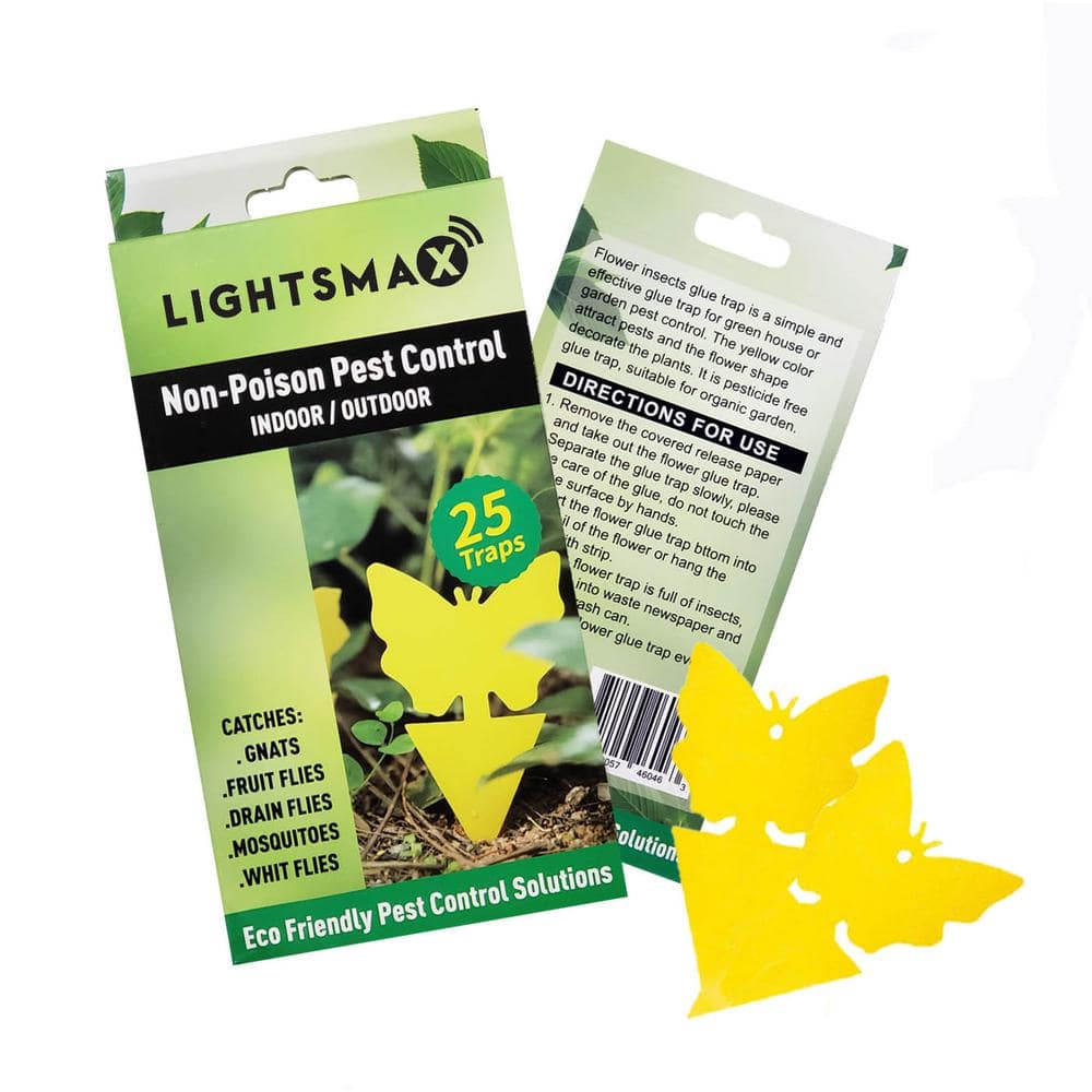 LIGHTSMAX Sticky Fruit Fly and Gnat Trap - Yellow Sticky Bug Traps for Indoor/Outdoor Use - Insect Catcher for White Flies, Mosquito, Fungus Gnats