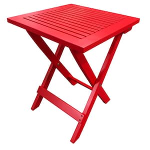 Red Wood Folding Outdoor Side Table