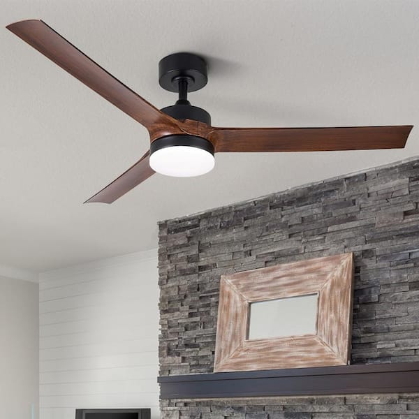 52 in. Indoor Walnut 6-Speed Standard Ceiling Fan with 3000K/4500K/6500K Adjustable White LED Light with Remote Control