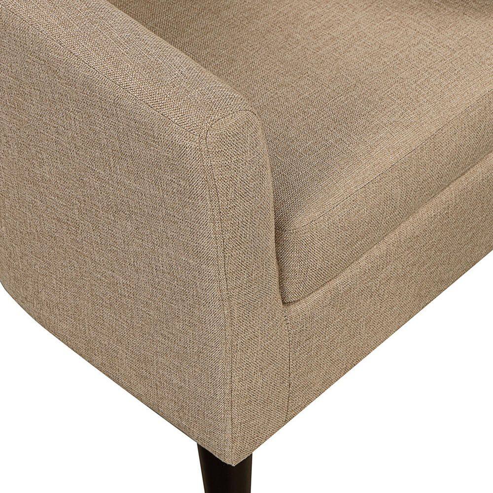 Beige Microfiber Barrel Accent Chair with Ottoman