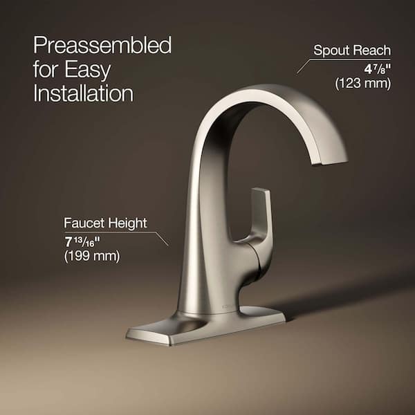 Cursiva Single Handle Single Hole Bathroom Faucet in Vibrant Brushed Nickel