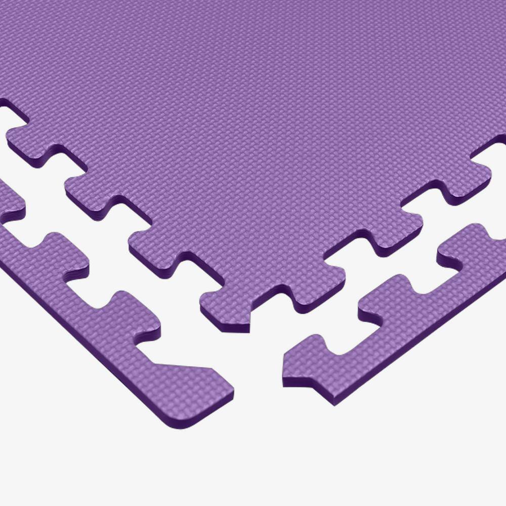 Purple EVA Foam Interlocking Gym Floor Tiles, 24" x 24", 6-Pack