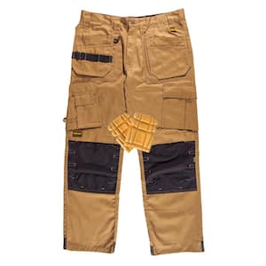 Pro Tradesman Combo Men's 30 in. W x 31 in. L Tan Polyester/Cotton/Elastane Stretch Work Pant with Knee Pad