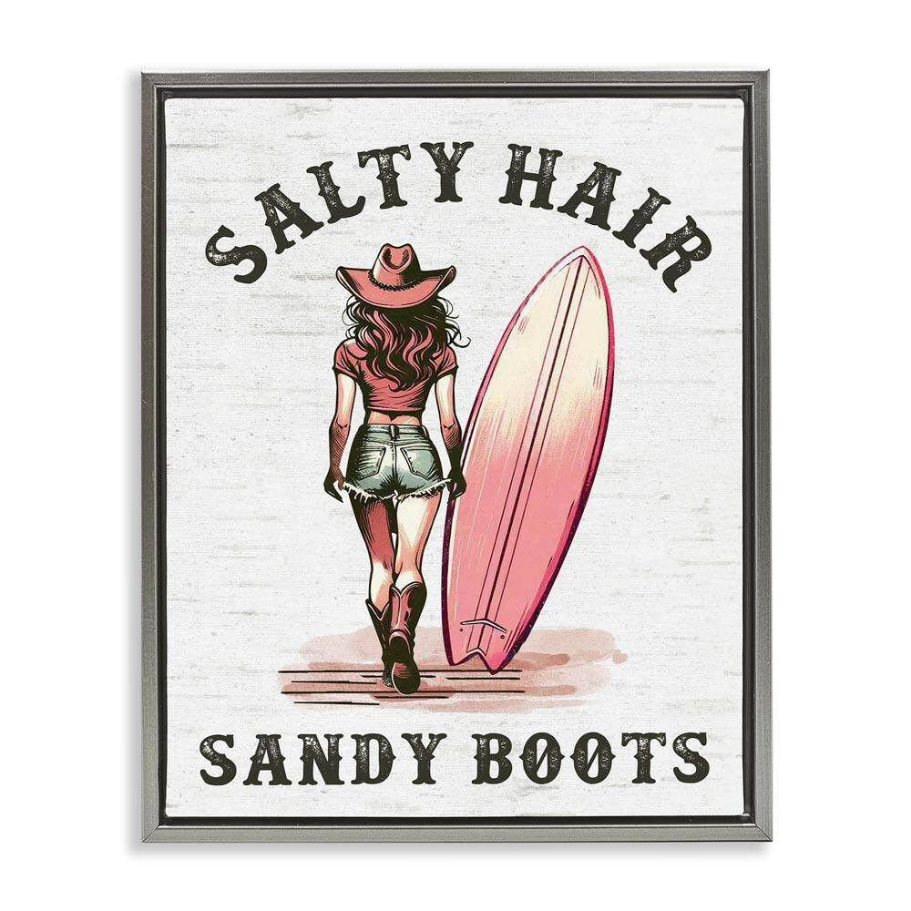 Salty Hair & Sandy Boots by Lettered and Lined Gray Floater Frame People Graphic Art Print 31 in. x 25 in. price history on PriceWatchPro