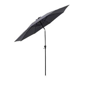 10 ft. Aluminum Market Push Button Tilt Patio Umbrella with Fiberglass Rib Tips in Anthracite Solution Dyed Polyester
