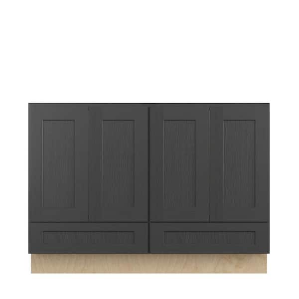 Unbranded Jamestown Recessed 48 in. W x 34.5 in. H x 21 in. D in Espresso Plywood Assembled Bath Base with Bottom Drawer