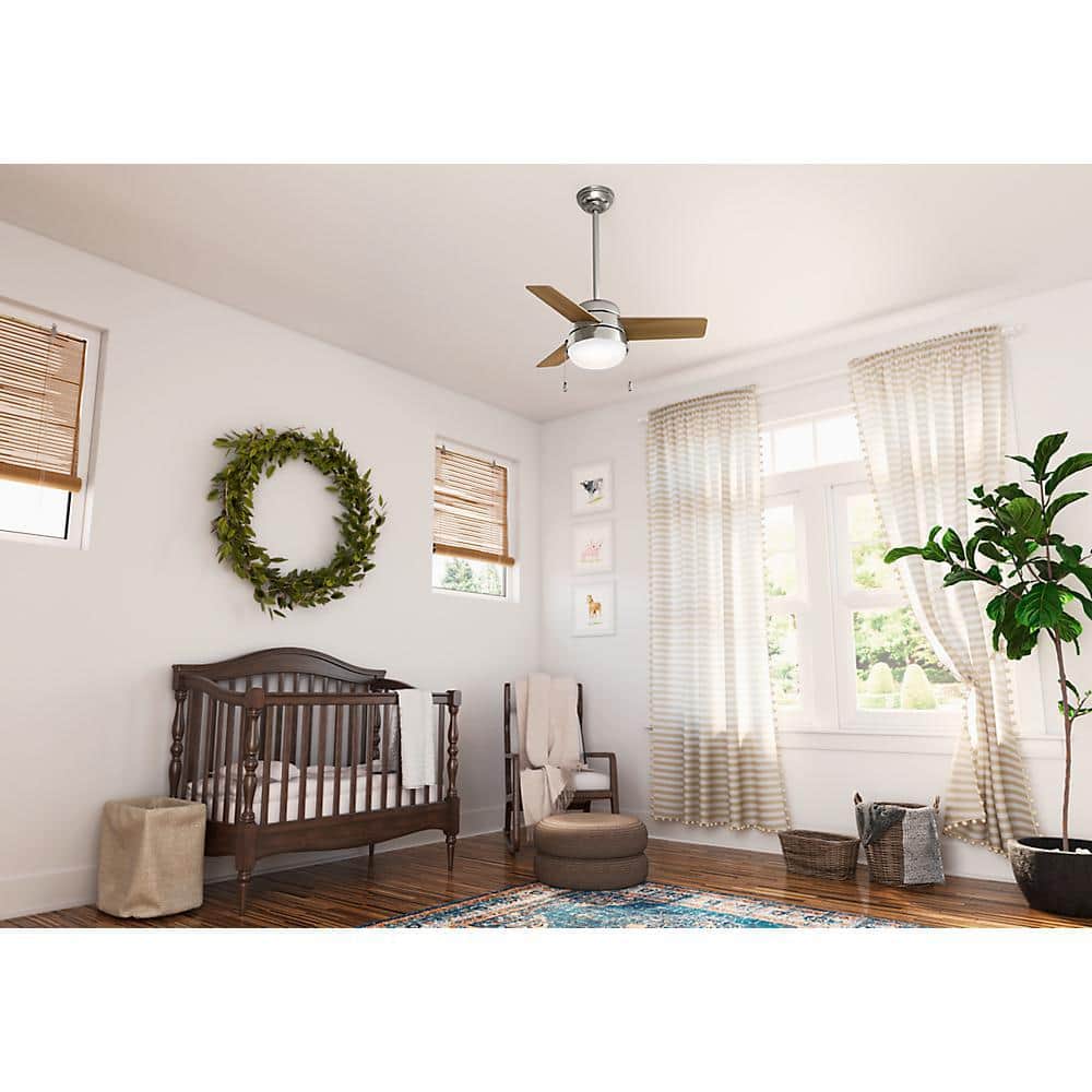 36'' Brushed Nickel Ceiling Fan with LED Light Kit