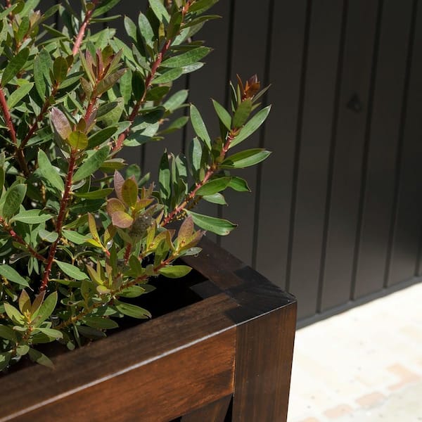 SpassWay Walnut Rectangular Planter Box 24 in. H x 10 in. D x 10