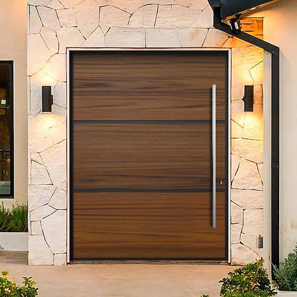 PANDA WINDOWS & DOORS 60 in. x 80 in. Helsinki Faux Teak Aluminum