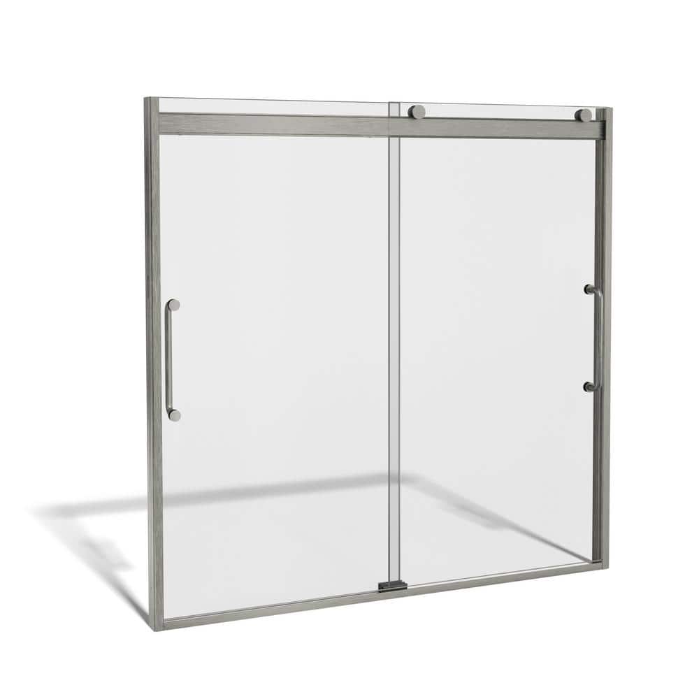 Arelo 60" Frameless Sliding Tub Door with Clear Glass and Black Handle